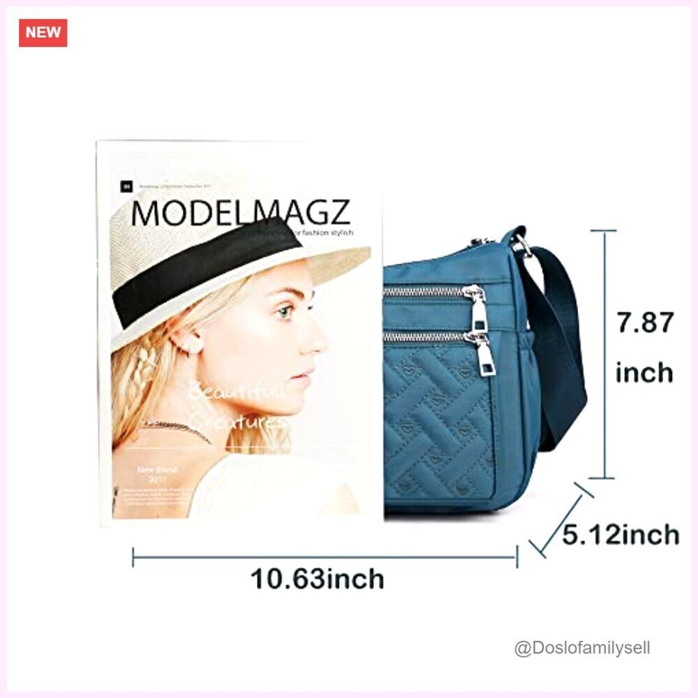 Nylon Crossbody Bag Multi-Pocket Lightweight Work Travel Shoulder Bag - Picture 2 of 7